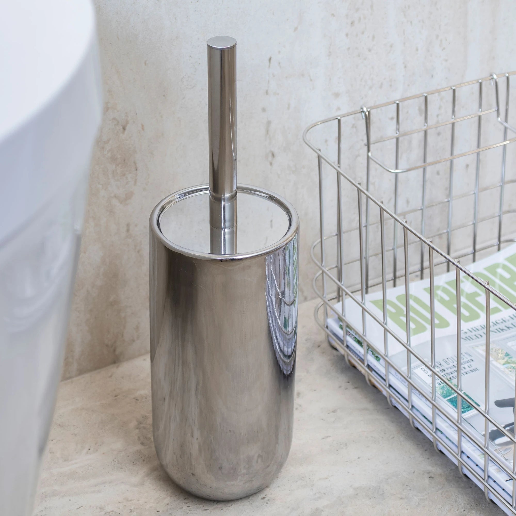 Tualeto šepečio laikiklis Chrome – Keramika su chromo apdaila, metalas, nailonas