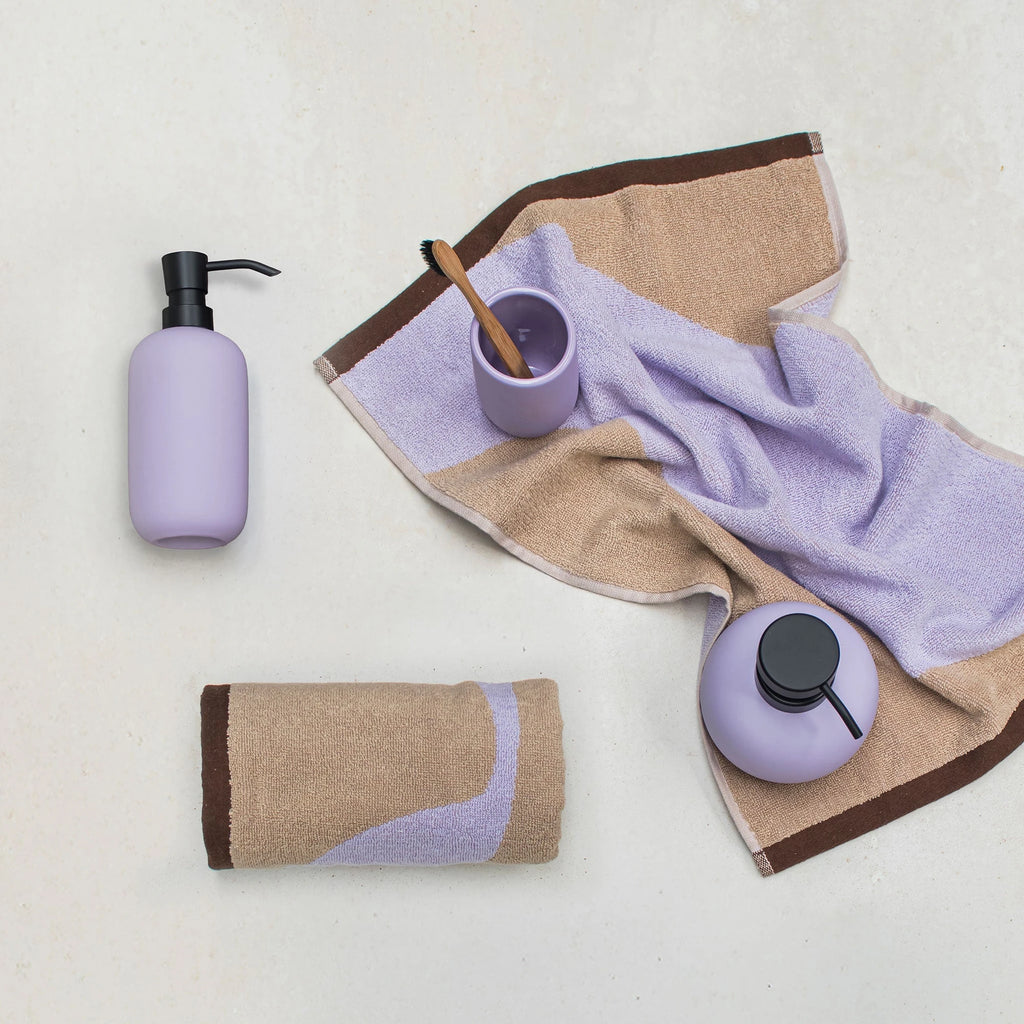 Muilo dozatorius Lotus Lilac Tall – Keramika su guminės dangos apdaila, juodas metalas