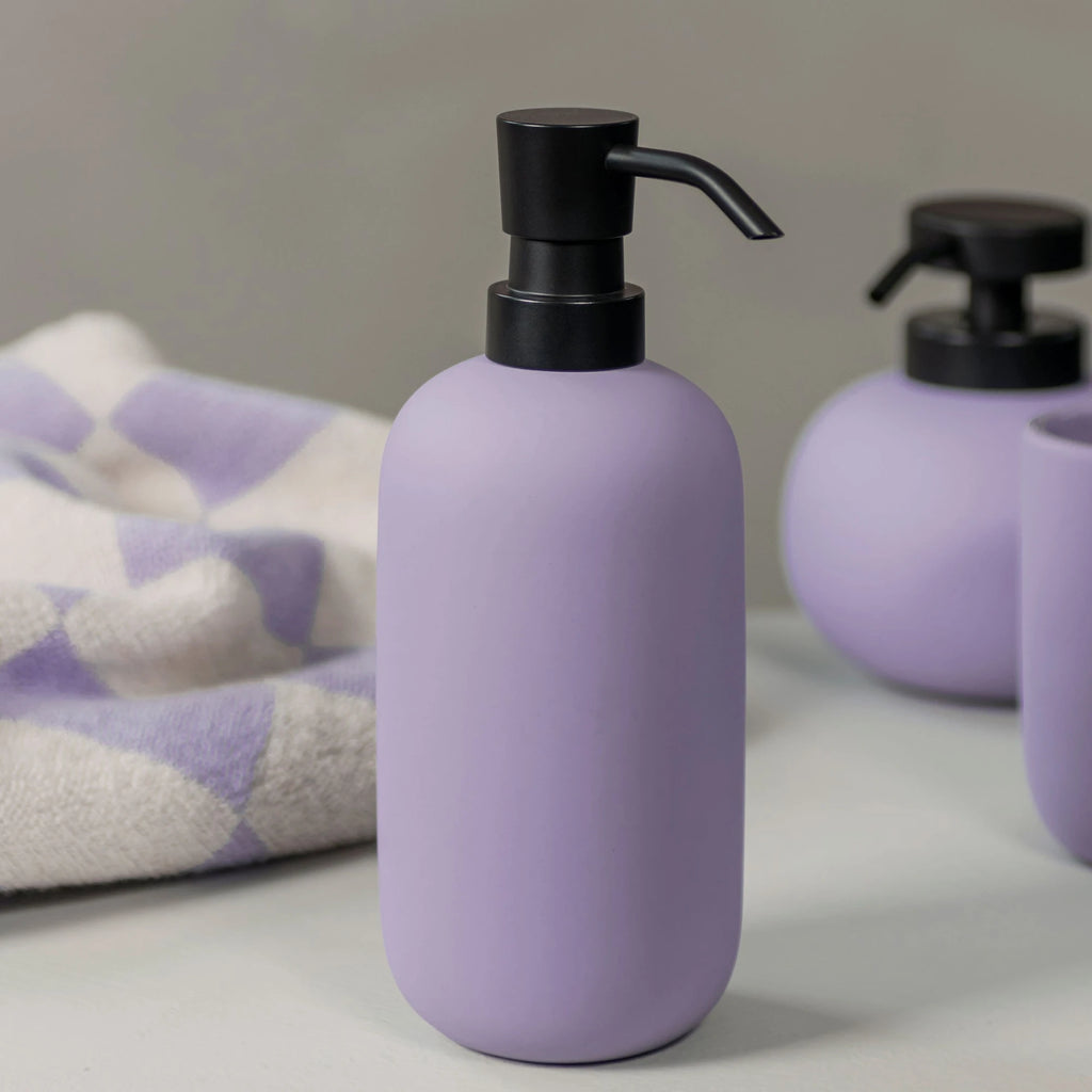 Muilo dozatorius Lotus Lilac Tall – Keramika su guminės dangos apdaila, juodas metalas