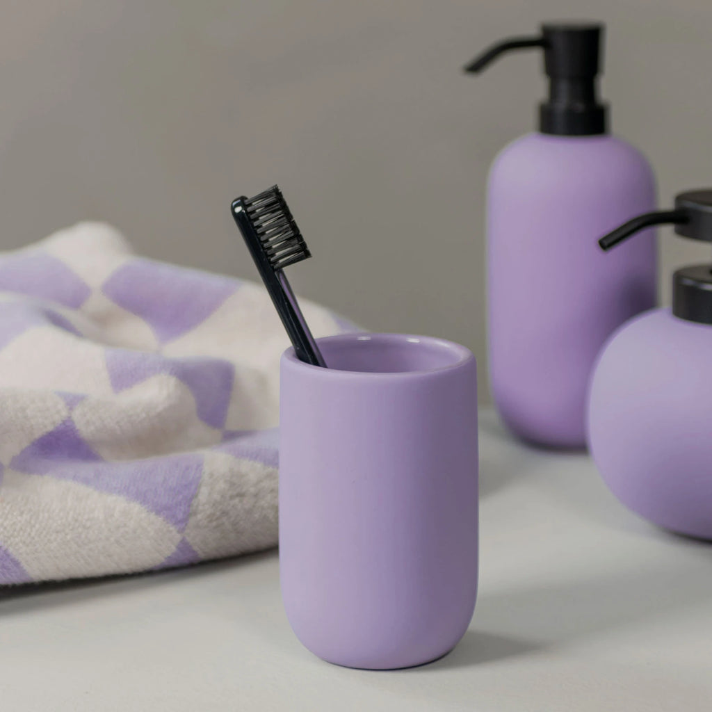 Muilo dozatorius Lotus Lilac Tall – Keramika su guminės dangos apdaila, juodas metalas