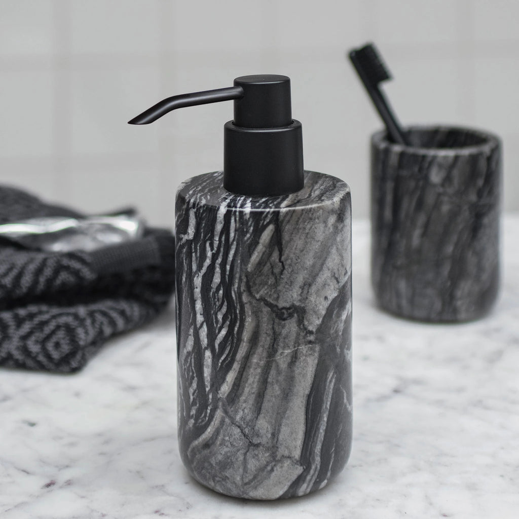 Muilo dozatorius Marble Gray – Marmuras, juoda apdaila