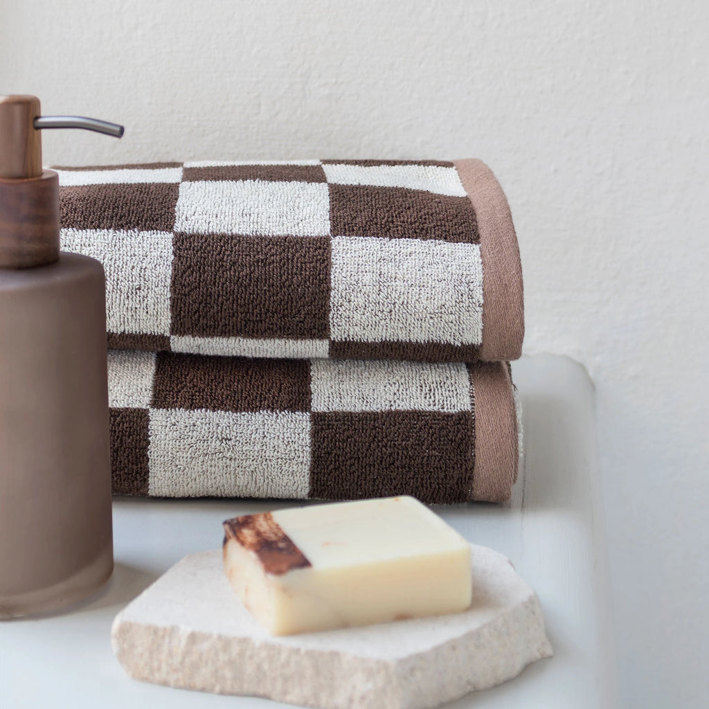 Rankų rankšluostis Retro Chocolate 55x40 cm (2 vnt.) – 100% ekologiška medvilnė, OEKO-TEX® STANDARD 100 sertifikatas